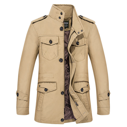 Chaqueta Casual de Algodón Lavado para Hombre - Abrigo Ejecutivo Otoño Talla Grande - Image 7