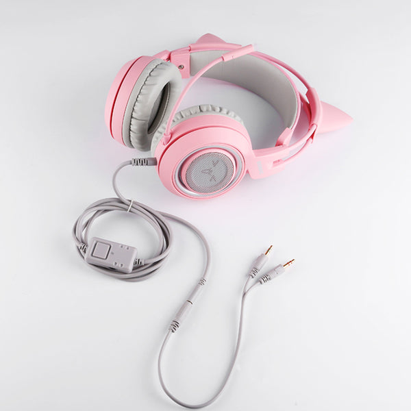 Auriculares Gaming con Orejas de Gato - Micrófono para PC, PS4 y Móvil