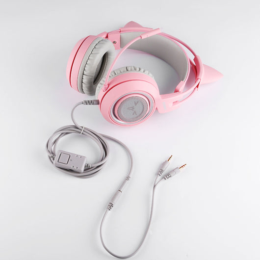 Auriculares Gaming con Orejas de Gato - Micrófono para PC, PS4 y Móvil