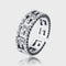 Anillo de Plata 925 Patrón Cuadrado Hueco Borde Diamantado Edición Angosta