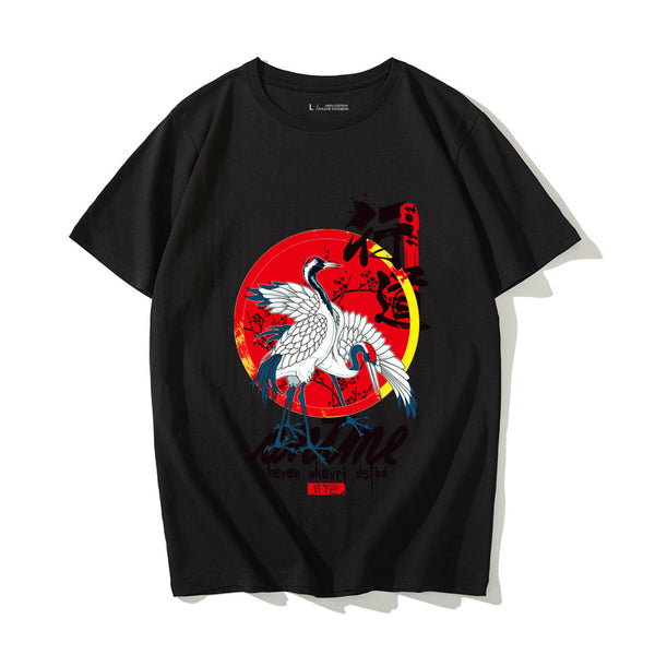 Camiseta suelta estampada con diseño de olas para hombre - Image 13