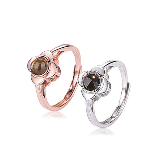 Anillo de Proyección Ajustable para Parejas con Diseño de Flor - Image 4
