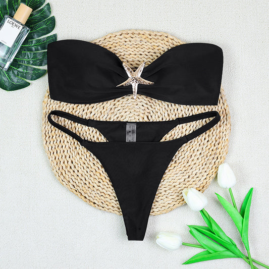 Bikini Sexy Escotado con Tirantes Ajustables y Cintura Baja