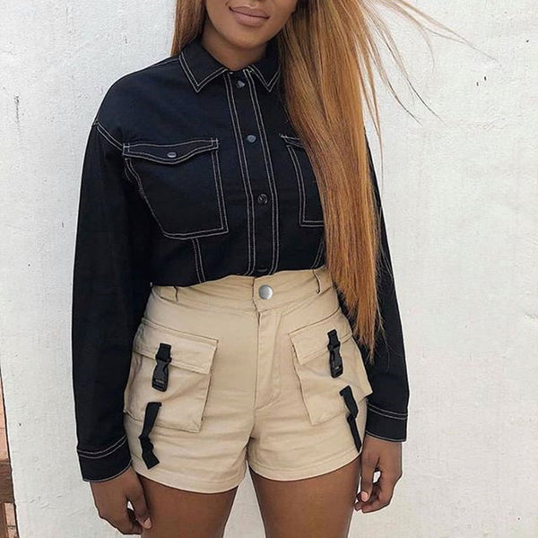 Pantalones Rectos Cargo Mujer - Estilo Europeo Urbano con Detalles Buckle