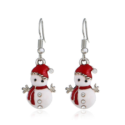 Aretes Navideños Muñeco de Nieve Brillante