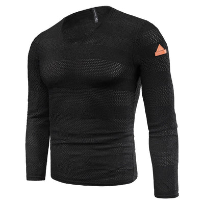 Playera de Manga Larga con Parches de Cuero y Diseño Hueco Trendy - Image 12