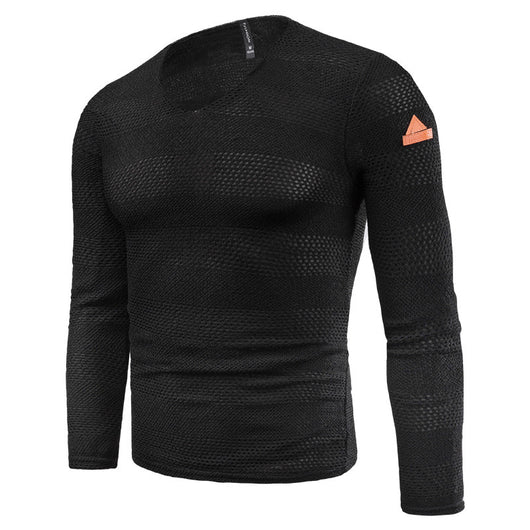 Playera de Manga Larga con Parches de Cuero y Diseño Hueco Trendy - Image 12