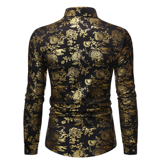 Camisa Casual de Hombre con Estampado Metalizado y Solapa - Image 22