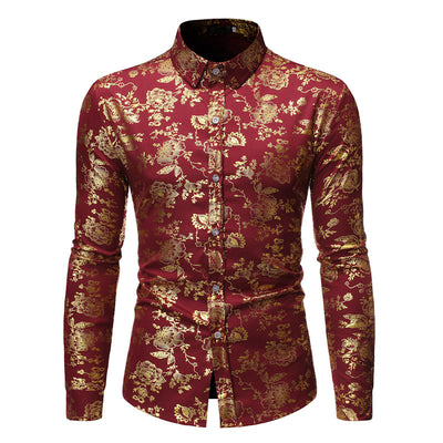 Camisa Casual de Hombre con Estampado Metalizado y Solapa - Image 18