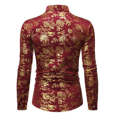 Camisa Casual de Hombre con Estampado Metalizado y Solapa - Image 10