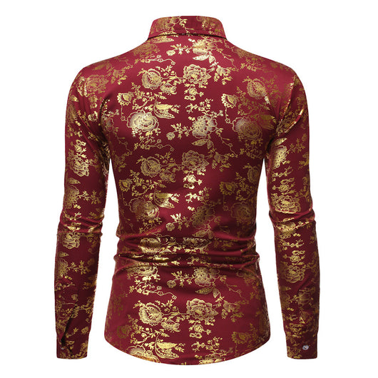 Camisa Casual de Hombre con Estampado Metalizado y Solapa - Image 10
