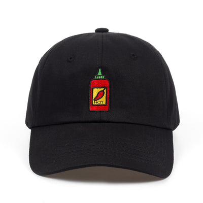 Gorra de béisbol con bordado de botella de salsa picante