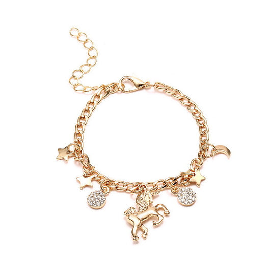 Pulsera de Charms Unicornio Plata y Oro con Luna y Estrellas - Regalo Anime para Niñas y Mujeres - Image 8