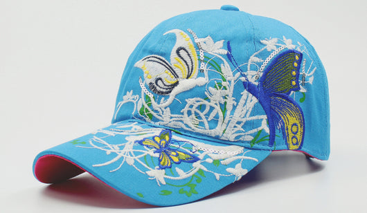 Gorra de Béisbol Coreana con Bordado de Mariposa y Protección Solar