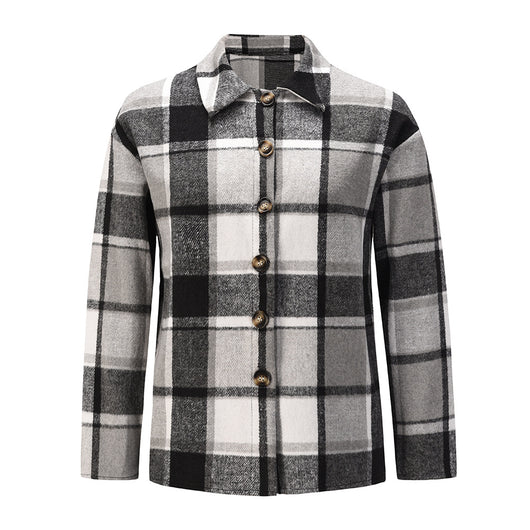 Chaqueta Camisa a Cuadros con Solapa Simple - Image 12