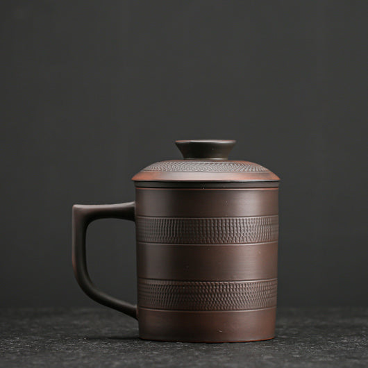 Taza de Cerámica Morada con Filtro y Tapa para Café y Leche - Image 8