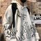 Sudadera Oversized Hip-Hop Retro con Estampado de Llamas y Forro Polar