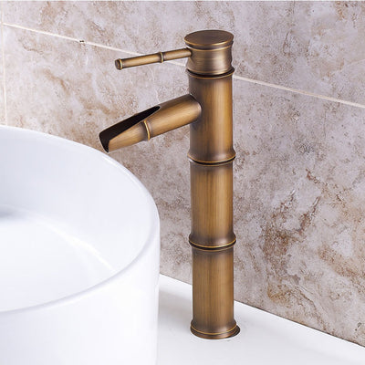 Grifo Retro de Bambú para Lavabo con Agua Fría y Caliente - Image 3