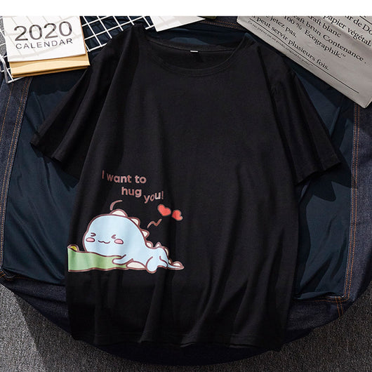 Camiseta Holgada Coreana de Pareja Talla Grande Versátil - Image 5