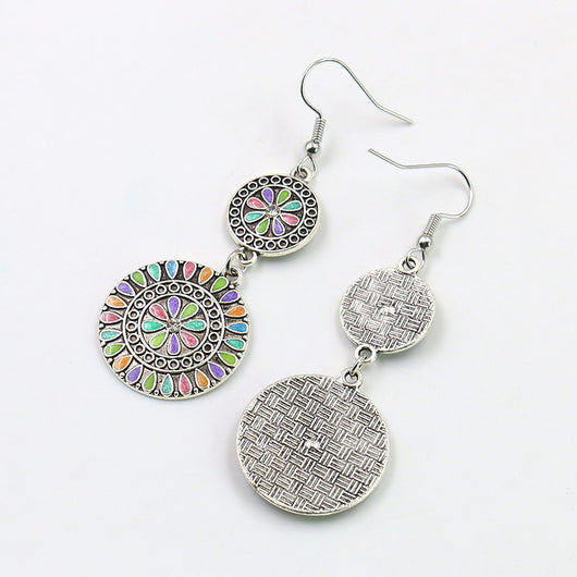 Aretes de Aleación Floral Redondos con Cristales Brillantes - Image 8
