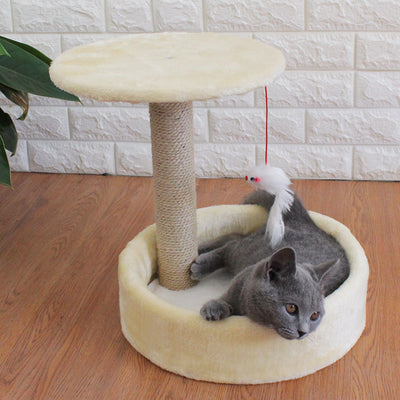 Árbol Rascador para Gatos Pequeños con Plataforma Saltadora y Casa Cuatro Estaciones