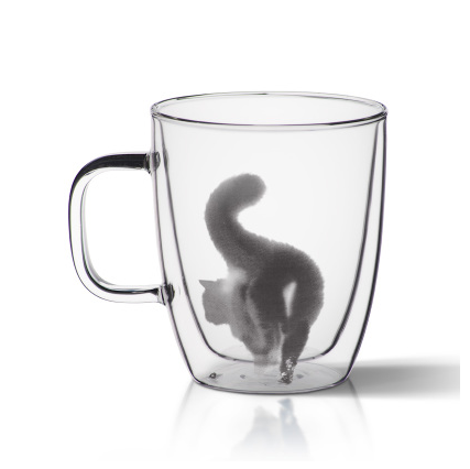 Taza Térmica de Vidrio Soplado con Diseño de Gato - Doble Aislamiento - Image 10