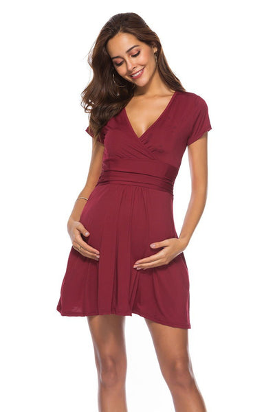 Vestido Premamá Escote Profundo Manga Corta - Image 5