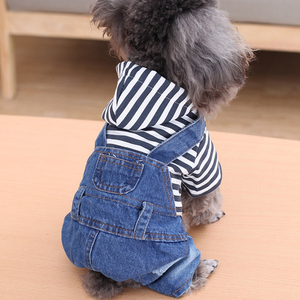 Pantalón Vaquero con Cinturón para Perro - Diseño a Rayas