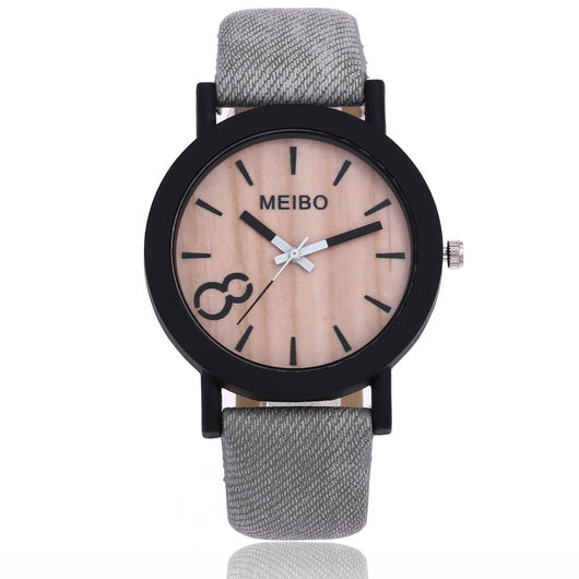 Reloj de Pulsera Cuarzo con Correa de Cuero y Textura de Madera - Image 7