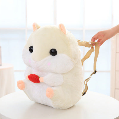Mochila Peluche Hamster Redondo Lolita - Disfraz Cosplay Adorable Blanco y Marrón