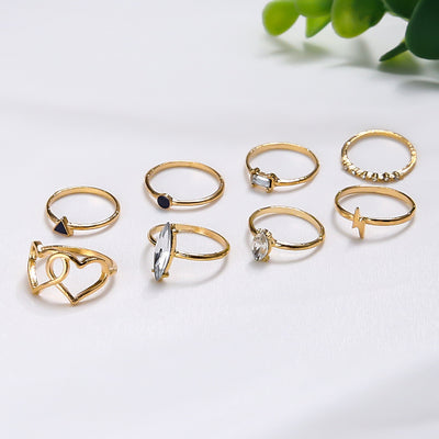 Anillos Bohemios Corazón Amor Rayo Zircón - Set de 8 Piezas - Image 5