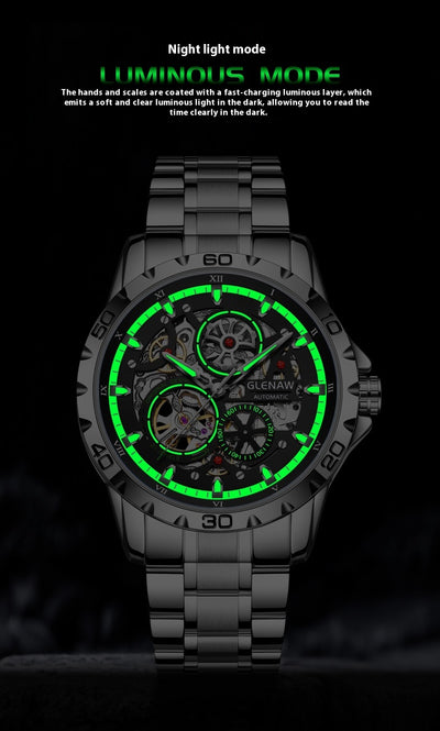 Reloj Automático Mecánico para Hombre con Esfera Luminosa Calada Doble Cara - Image 10