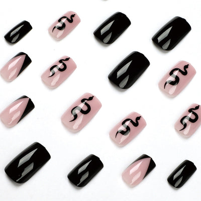 Uñas Postizas French Bisel Negro Premium - Image 12