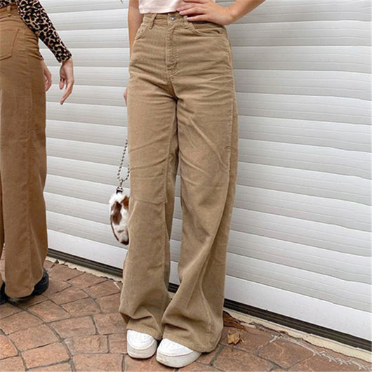 Pantalones de Pana Cintura Alta Slim Fit Rectos - Image 11