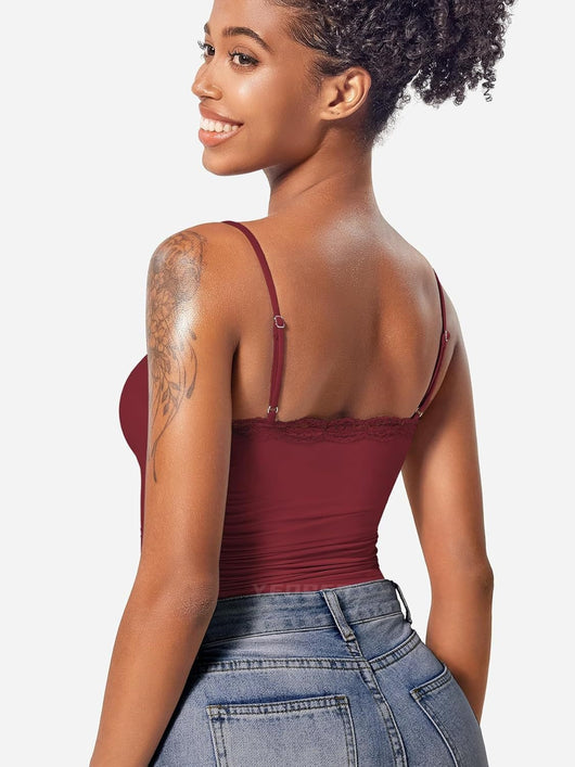 Camiseta Sexy de Encaje con Cuello Cuadrado sin Mangas - Image 24