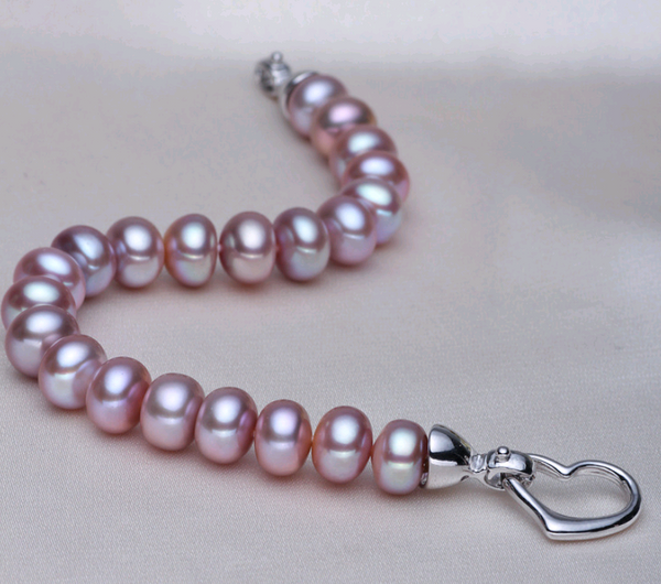 Pulsera de Perlas Moradas Agua Dulce - Joya Vintage Europea