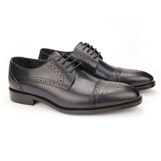 Zapatos Oxford de Cuero Tallado para Hombre - Estilo Brogue Ejecutivo - Image 2