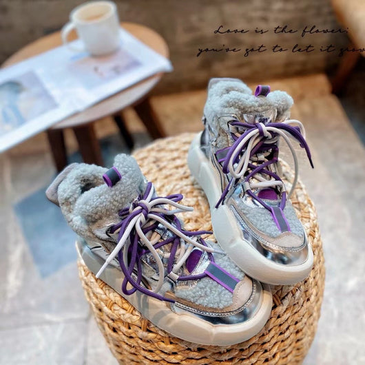 Zapatillas Deportivas Casuales en Cuero y Lana - Estilo Moderno - Image 3