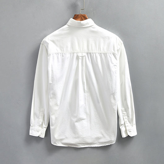 Camisa de Trabajo Minimalista Retro de Manga Larga para Hombre - Image 4