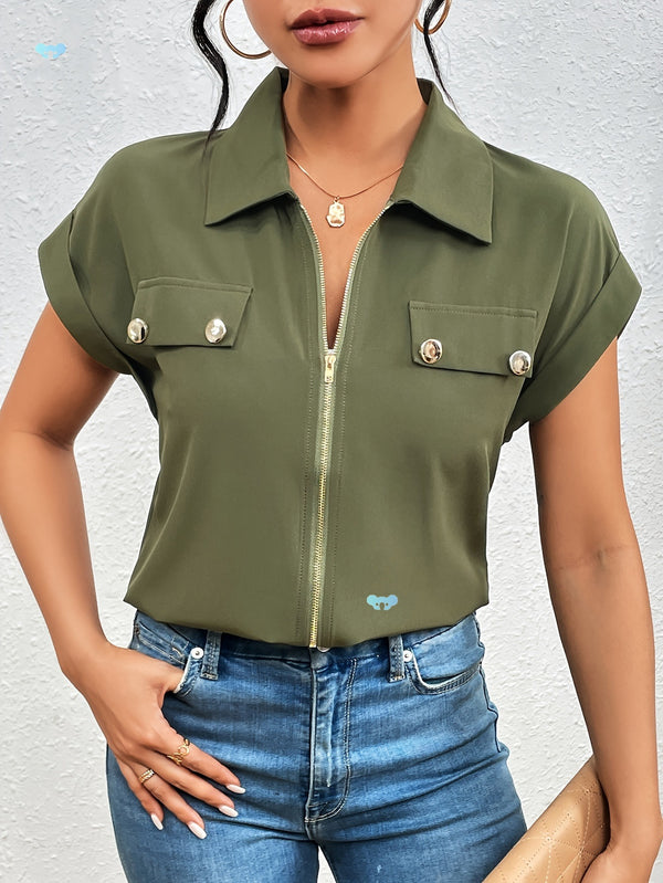 Blusa Elegante con Solapa para Mujer