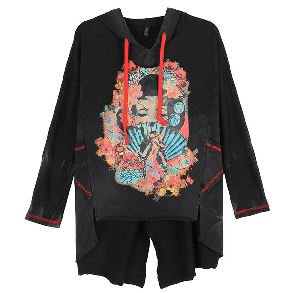 Sudadera Hoodie Oversized Estampada Tendencia Hip Hop Mujer