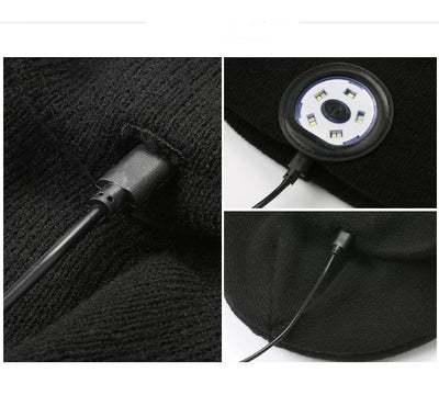 Gorro Inteligente con Auriculares Bluetooth 5.0, LED y Micrófono Recargable - Image 6