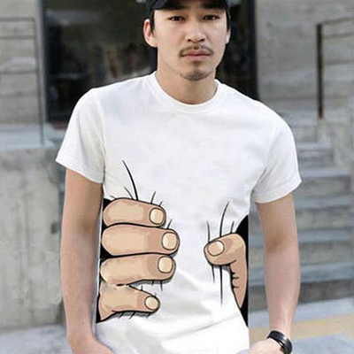 Playera de Manga Corta con Estampado de Mano 3D