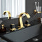 Grifo de Lavabo de Dos Piezas Dorado - Instalación de Tres Orificios para Baño