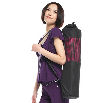 Bolsa de Yoga Mesh Negra Portátil con Correa Ajustable