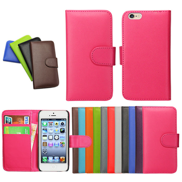Funda de Cuero Sintético para iPhone con Soporte y Ranuras para Tarjetas
