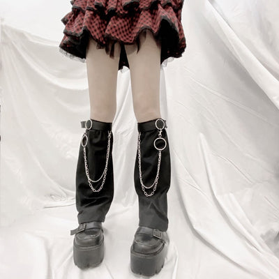 Calcetines Punk Harajuku Milenio con Cadena de Doble Anillo