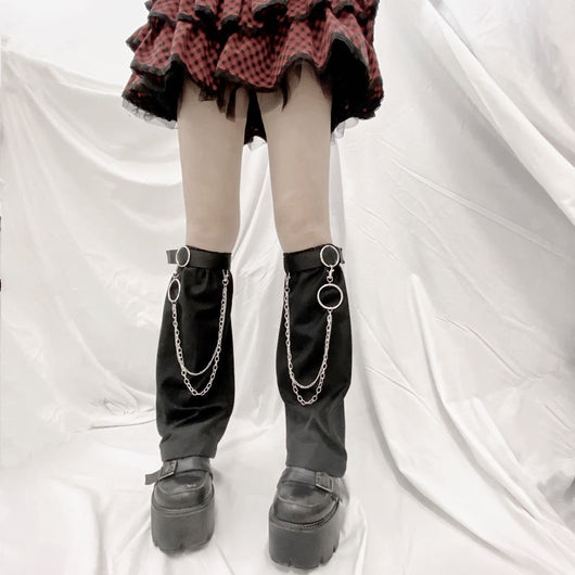 Calcetines Punk Harajuku Milenio con Cadena de Doble Anillo