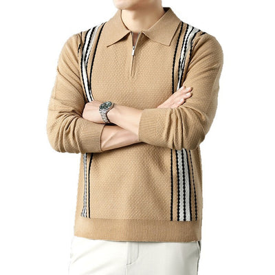 Suéter de Punto Colorblock con Cuello y Cierre Medio Cremallera para Hombre - Image 5