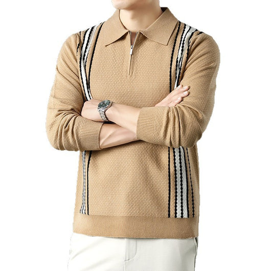 Suéter de Punto Colorblock con Cuello y Cierre Medio Cremallera para Hombre - Image 5